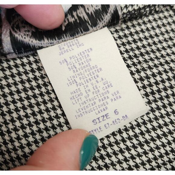 Vintage Stonebridge Buffalo Plaid Wrap Skirt Linen Blend Wrap Size 6 Black - Picture 9 of 11